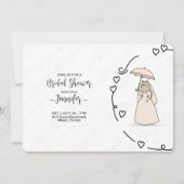 Invitation Cute Cat bride with elegant Hearts bridal shower (Devant)
