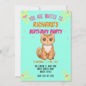 Invitation Cute Cat Kitten Theme Fête d'anniversaire de l'enf (Devant)