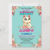 Invitation Cute Cat Kitten Theme Fête d'anniversaire pour enf (Devant)