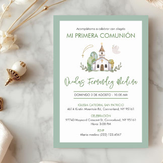 Invitation Cute Catholic Church Elegant Boy First Communion