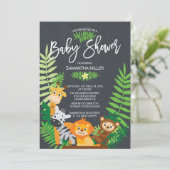Invitation Cute Chalkboard Jungle Baby shower Safari (Debout devant)