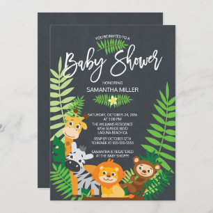Invitation Cute Chalkboard Jungle Baby shower Safari