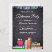 Invitation Cute Chalkboard Teacher Retraite Party (Devant)