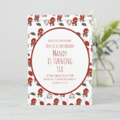 Invitation Cute champignons Anniversaire Jardin Rouge (Debout devant)