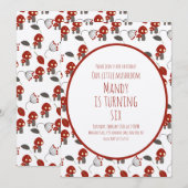 Invitation Cute champignons Fête d'anniversaire Jardin Forêt (Devant / Derrière)