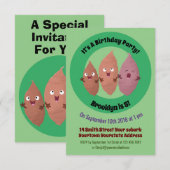 Invitation Cute chantant des patates douces caricaturales lég (Devant / Derrière)