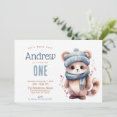 Invitation Cute Chat Automne Hiver Personnalisé Anniversaire  (Debout devant)