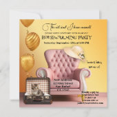 Invitation Cute Chat Boho Chic Houseécher Party (Devant)