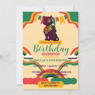 Invitation Cute chat chaton filles afro-américaines Anniversa