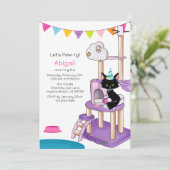 Invitation Cute Chat Colorful rose moderne Anniversaire de en (Debout devant)