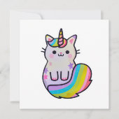 Invitation Cute chat licorne arc-en-ciel (Devant)
