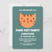 Invitation Cute Chat Orange Purrfect Pawty Anniversaire (Devant)