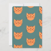 Invitation Cute Chat Orange Vert Anniversaire (Dos)