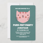 Invitation Cute Chat Rose Purrfect Pawty Anniversaire (Devant)