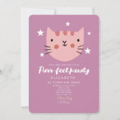 Invitation Cute Chat Rose Vert Anniversaire (Devant)