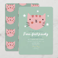 Cute Chat Rose Vert Anniversaire