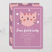 Invitation Cute Chat Rose Vert Anniversaire
