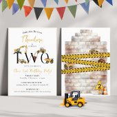 Invitation Cute Chauffage de construction Camion 2e fête anni