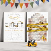 Invitation Cute Chauffage de construction Camion 3e fête anni