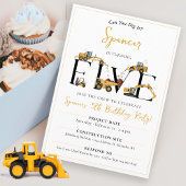 Invitation Cute Chauffage de construction Camion 5e anniversa