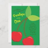 Invitation Cute Cherries Enfants 1er anniversaire Cerise (Devant)