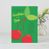 Invitation Cute Cherries Enfants 1er anniversaire Cerise (Debout devant)