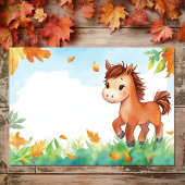 Invitation Cute Cheval et Feuilles automnales | Anniversaire 