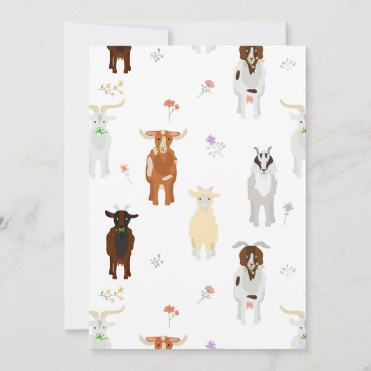 Invitation Cute Chèvres Ferme Animaux Chèvre Anniversaire Thè (Dos)