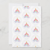 Invitation Cute Chibi Unicorn arc-en-ciel fête d'anniversaire (Dos)