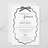 Invitation Cute Chic Black Bow lié à la Fête des mariées à ja (Devant)