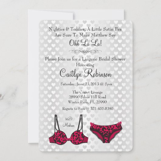 Invitation Cute Chic Lingerie Soutien-gorge nuptiale Invitati (Devant)