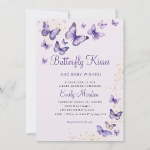 Invitation Cute Chic Purple Butterfly embrasse Girl Baby show