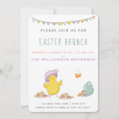 Invitation Cute Chick avec une Coupe de Thé - Brunch de Pâque (Devant)