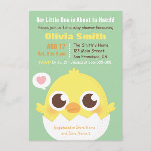 Invitation Cute Chick sur le point de Hatch Baby Douche Invit
