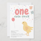 Invitation Cute Chickens Hens Chick Girl First 1st Birthday (Devant)
