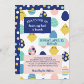 Invitation Cute Chicks & Oeufs Chasse aux oeufs de Pâques & B (Devant / Derrière)