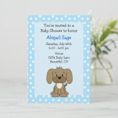 Invitation Cute Chien Chien Chien Chien Bleu Bébé Garçon Douc (Debout devant)