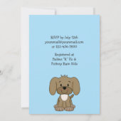 Invitation Cute Chien Chien Chien Chien Bleu Bébé Garçon Douc (Dos)