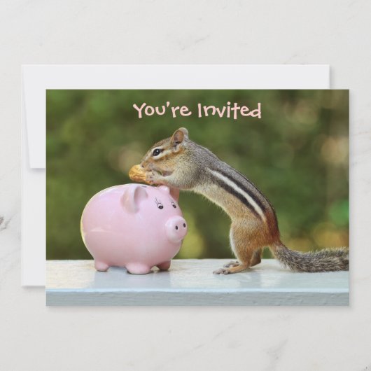 Invitation Cute Chipmunk avec une photo de banque de monnaie (Devant)