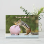 Invitation Cute Chipmunk avec une photo de banque de monnaie (Debout devant)
