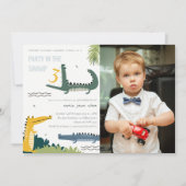Invitation Cute Chomp Alligator Marais Enfants Photo Annivers (Devant)