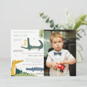 Invitation Cute Chomp Alligator Marais Enfants Photo Annivers (Debout devant)