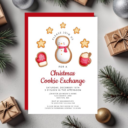 Invitation Cute Christmas Cookie Exchange Snowman
