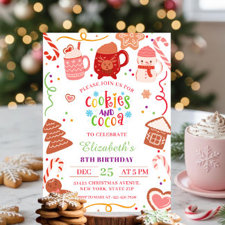 Invitation Cute Christmas Cookies and Cocoa Birthday party