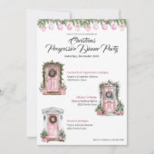 Invitation Cute Christmas Holiday Progressive Dinner Pink (Devant)