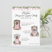 Invitation Cute Christmas Holiday Progressive Dinner Pink (Debout devant)