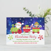 Invitation Cute Christmas Santa and Elf Train (Debout devant)