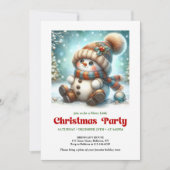 Invitation Cute Christmas snowman digital download party card (Devant)