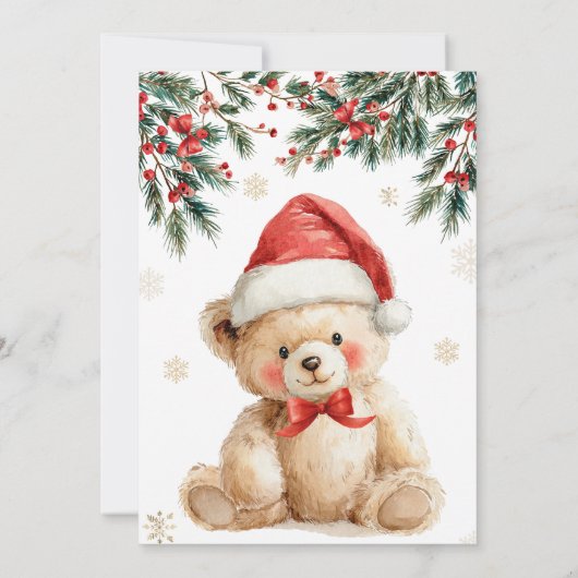 Invitation Cute Christmas Winter Teddy Bear Santa Baby Shower (Dos)