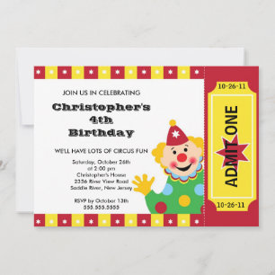 Invitation CUTE Circus Anniversaire de enfant Party Invitatio
